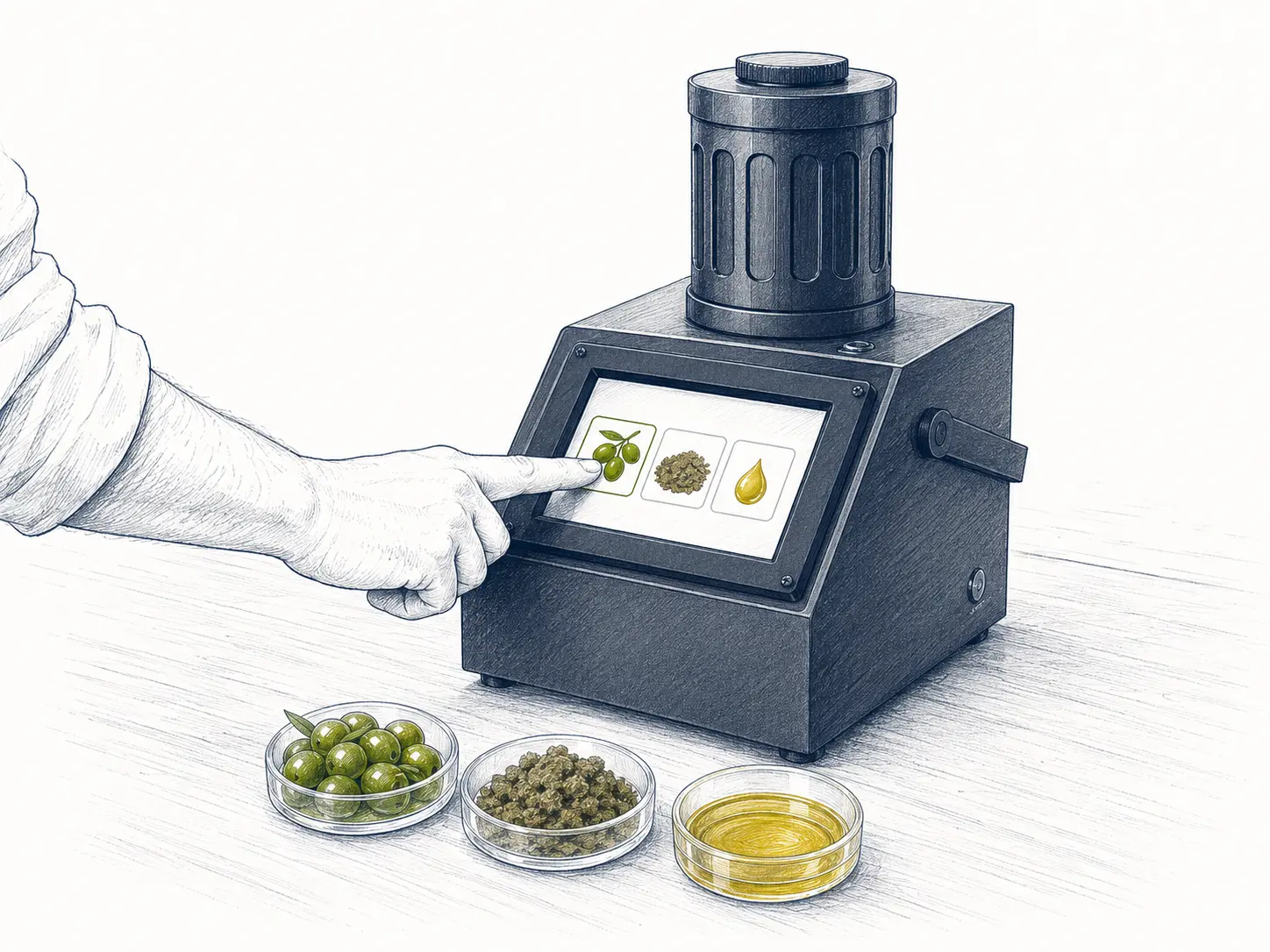 Επιλογή τύπου δείγματος στον αναλυτή IAS-OLIVE+